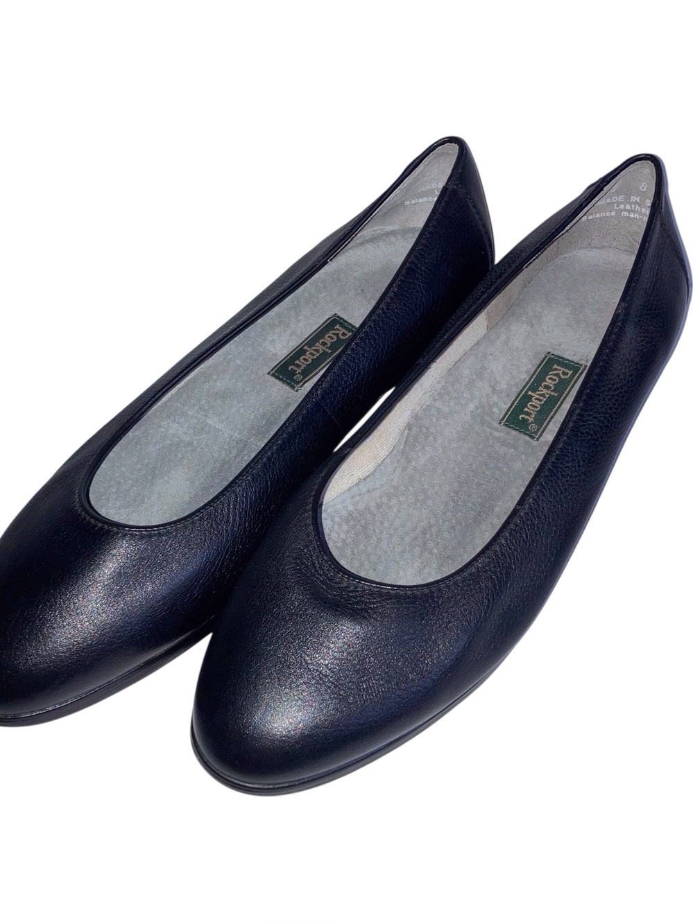 Rockport Black Leather Classic Slip-On Flats Size 8
